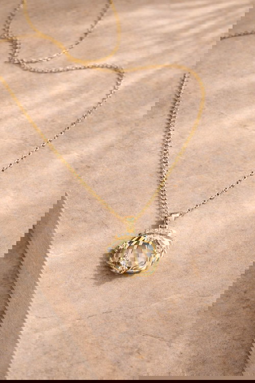  Clover Pendant Necklace with Crystal Accent