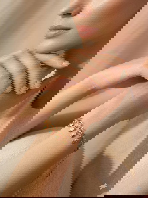 Gold Heart LOVE Charm Chain Bracelet 