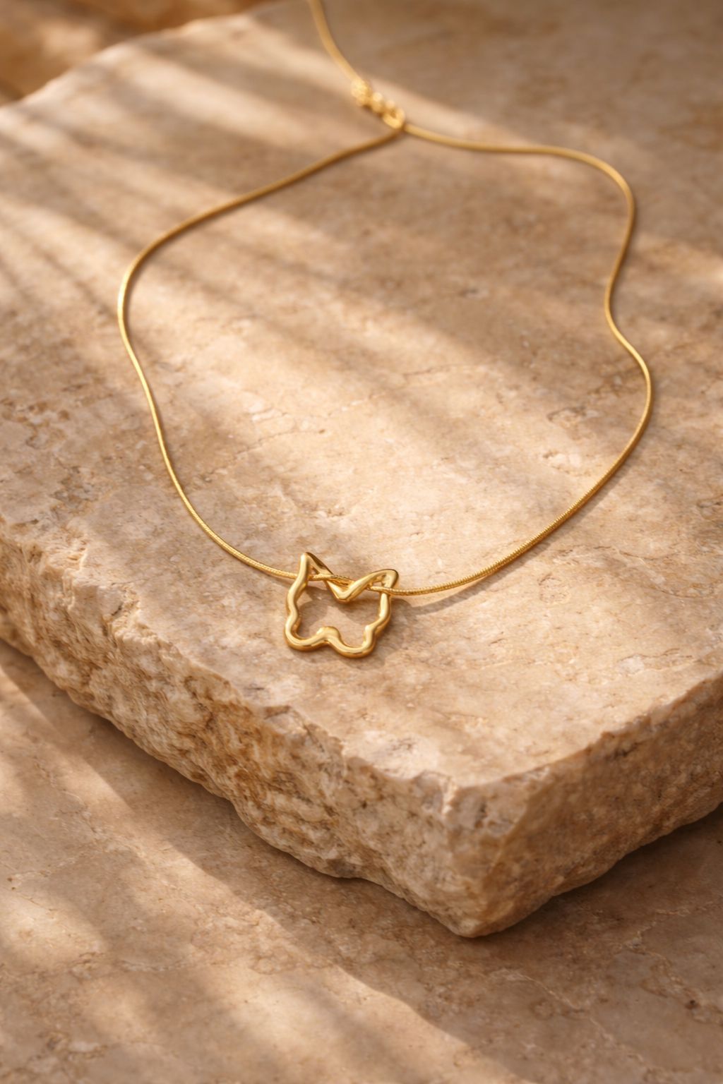 Gold-Toned Butterfly Pendant Necklace Image 