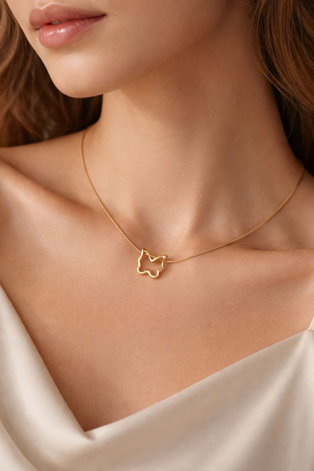 Gold-Toned Butterfly Pendant Necklace Image 