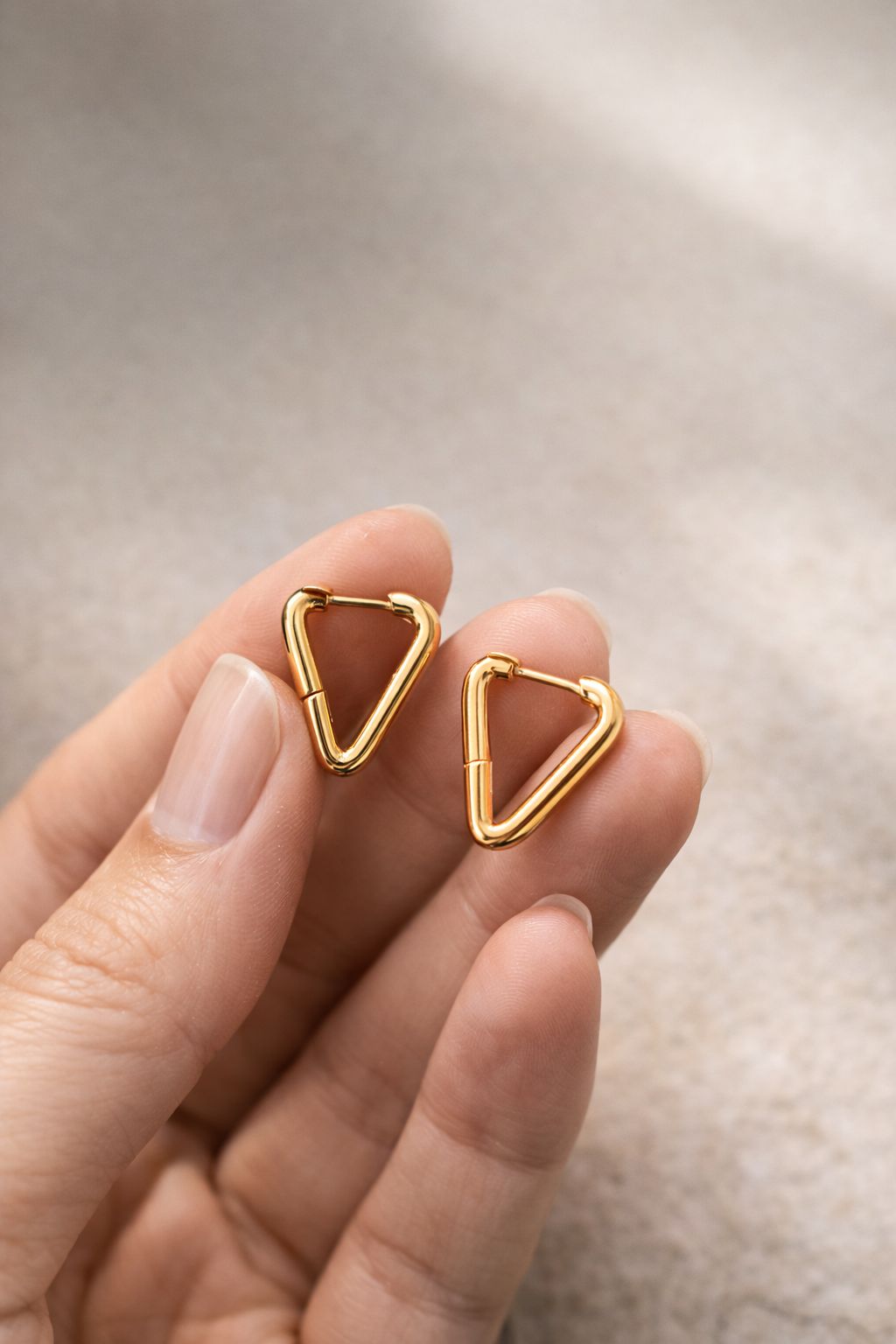 Gold-Toned Triangle Hoop Earrings  Image 
