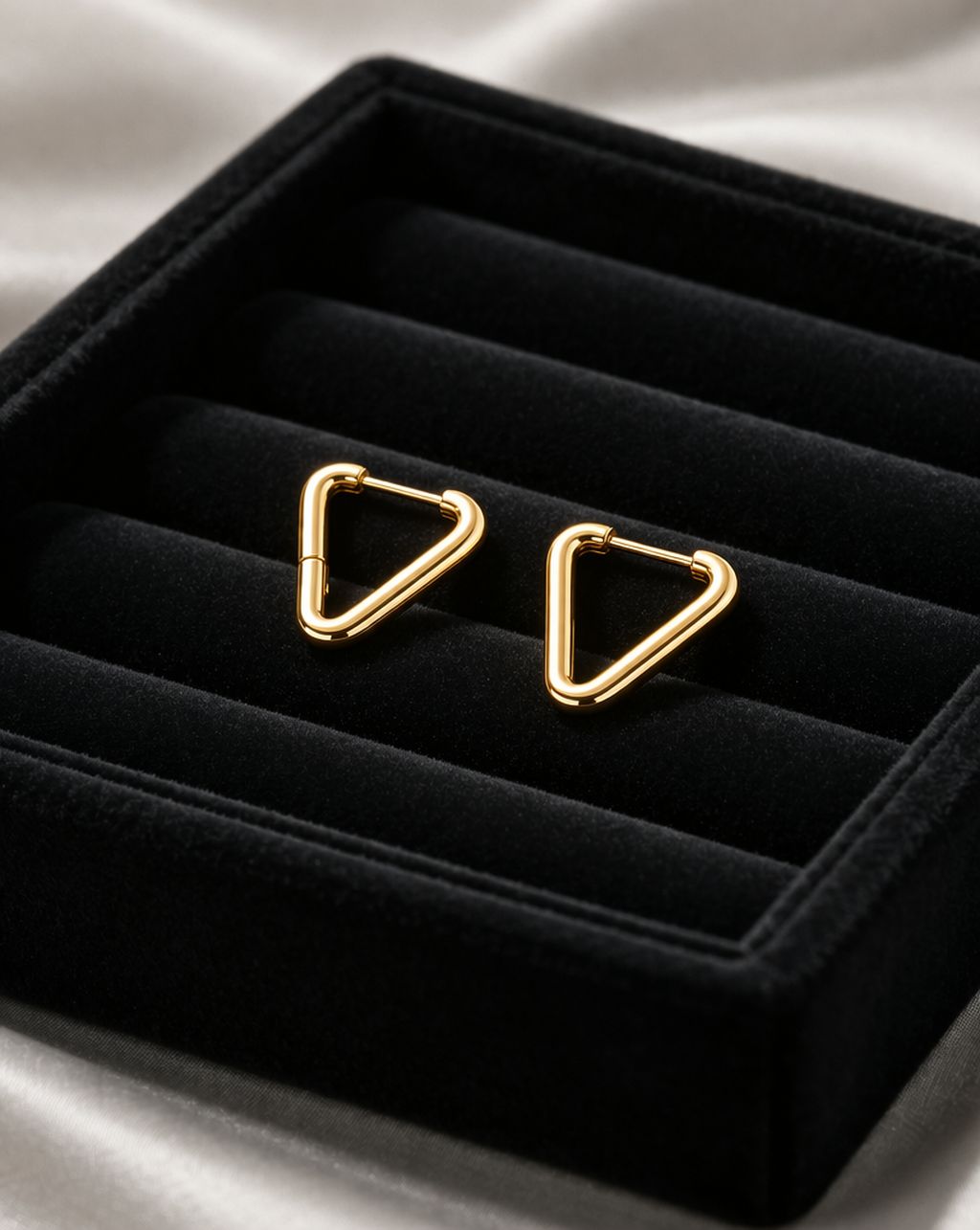 Gold-Toned Triangle Hoop Earrings  Image 