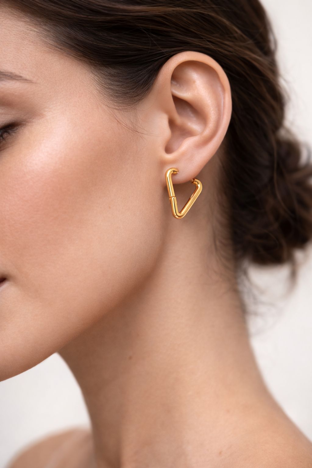 Gold-Toned Triangle Hoop Earrings  Image 
