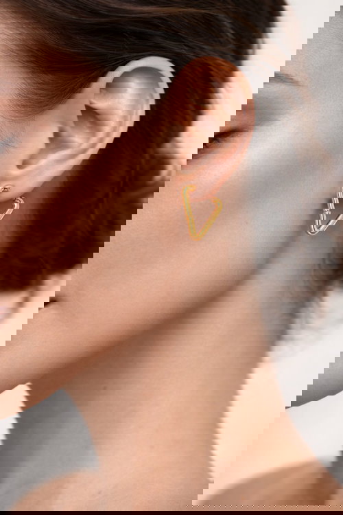 Gold-Toned Triangle Hoop Earrings  Image