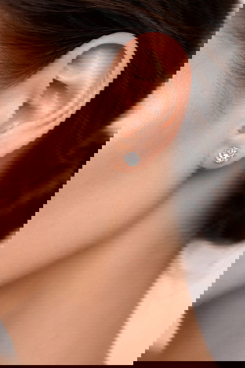 Elegant Flower Motif Stud Earrings with Crystal Border