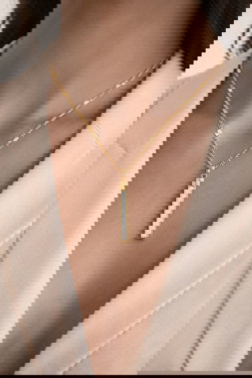 Elegant Mother of Pearl Vertical Bar Pendant Necklace  Image