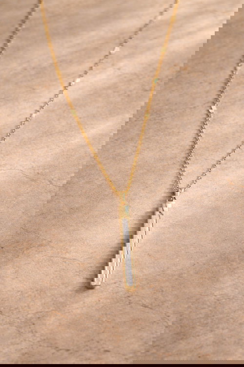 Elegant Mother of Pearl Vertical Bar Pendant Necklace 