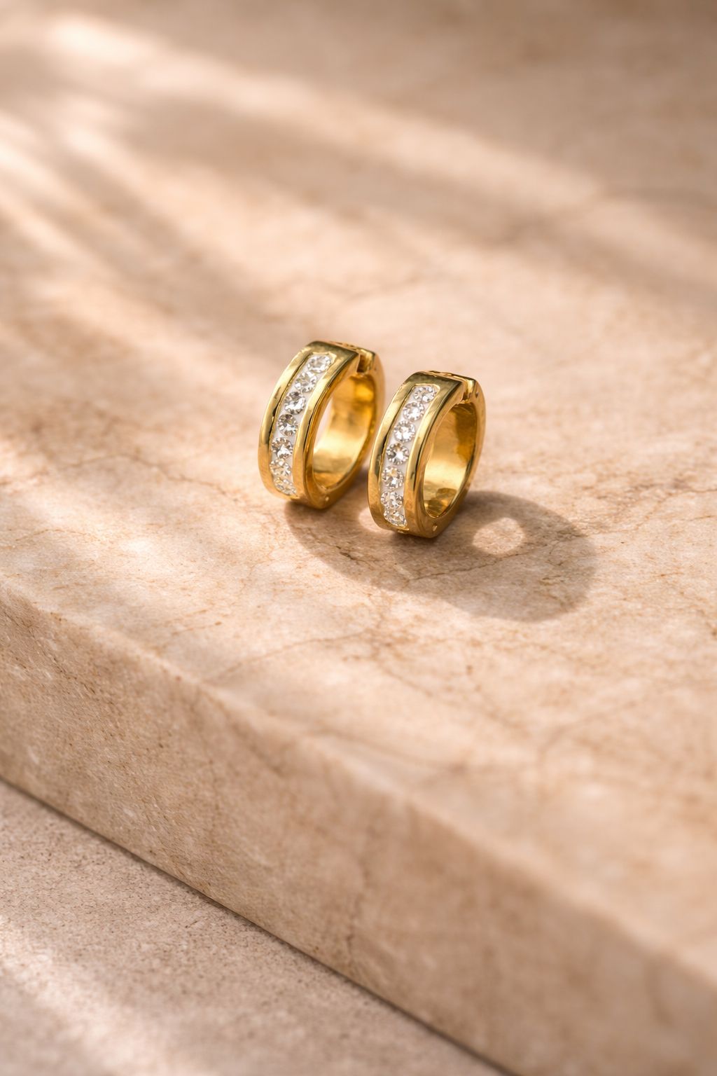 Gold-Tone Hoop Earrings with Crystal Accent Image 