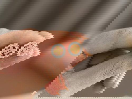 Elegant Flower Motif Stud Earrings with Crystal Border