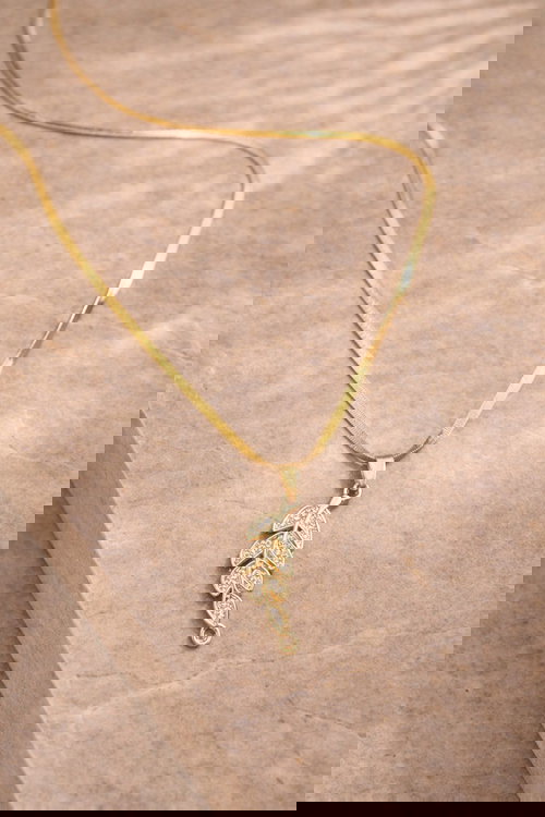  Leaf Pendant Necklace with Crystal Embellishments Image