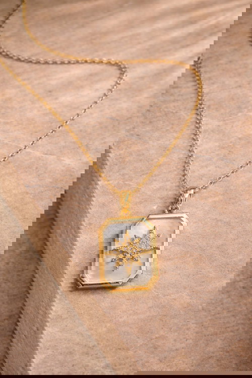 Gold-Tone Star Pendant Necklace with Mother of Pearl Image