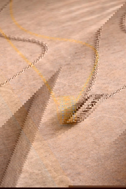 Roman Numeral Gold-Tone Pendant Necklace with Crystal Accents