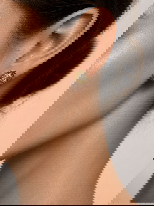 Roman Numeral Crystal Stud Earrings - Gold Plated 