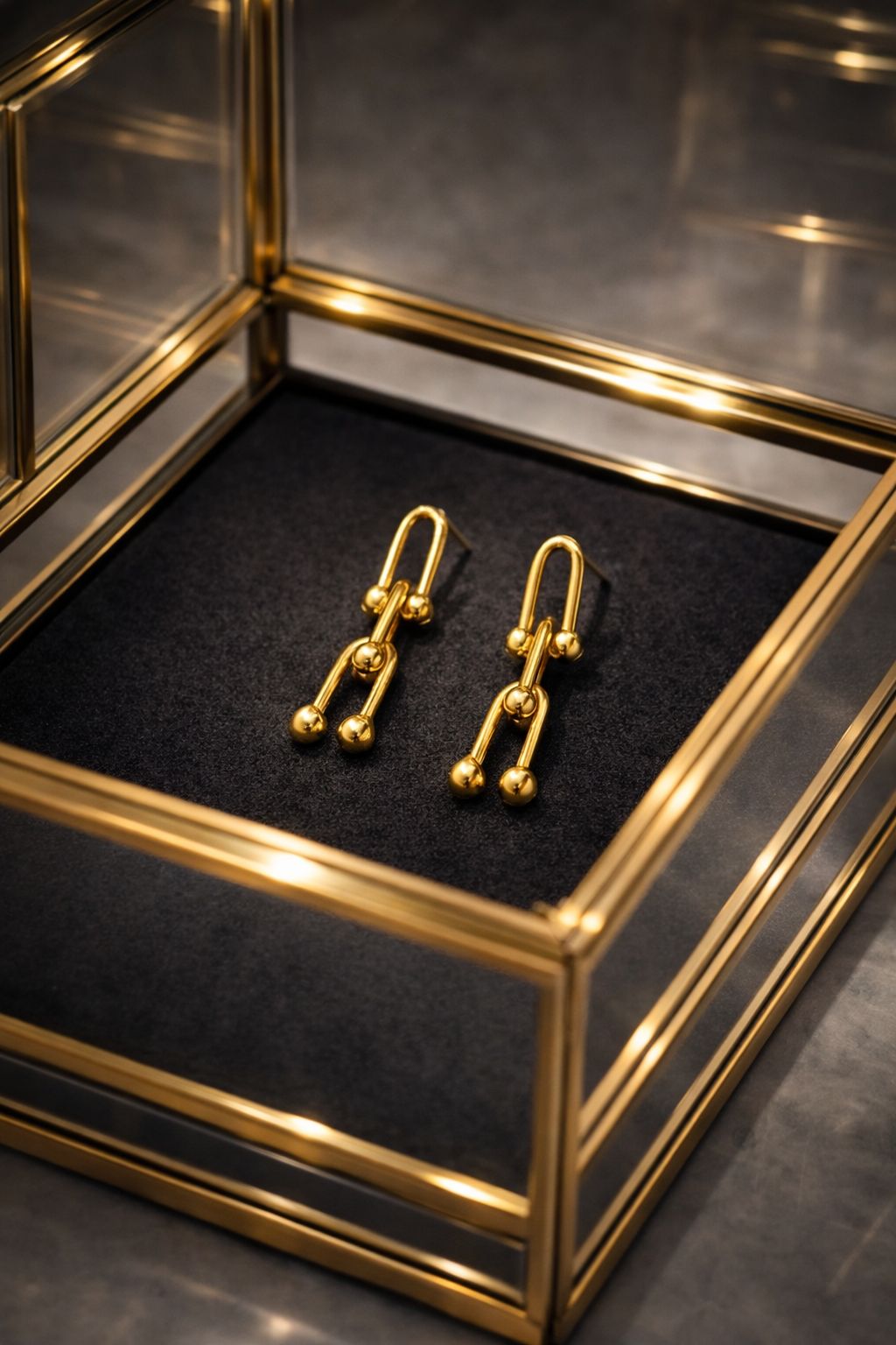 Chain Link Drop Earrings with Ball Accents Image 