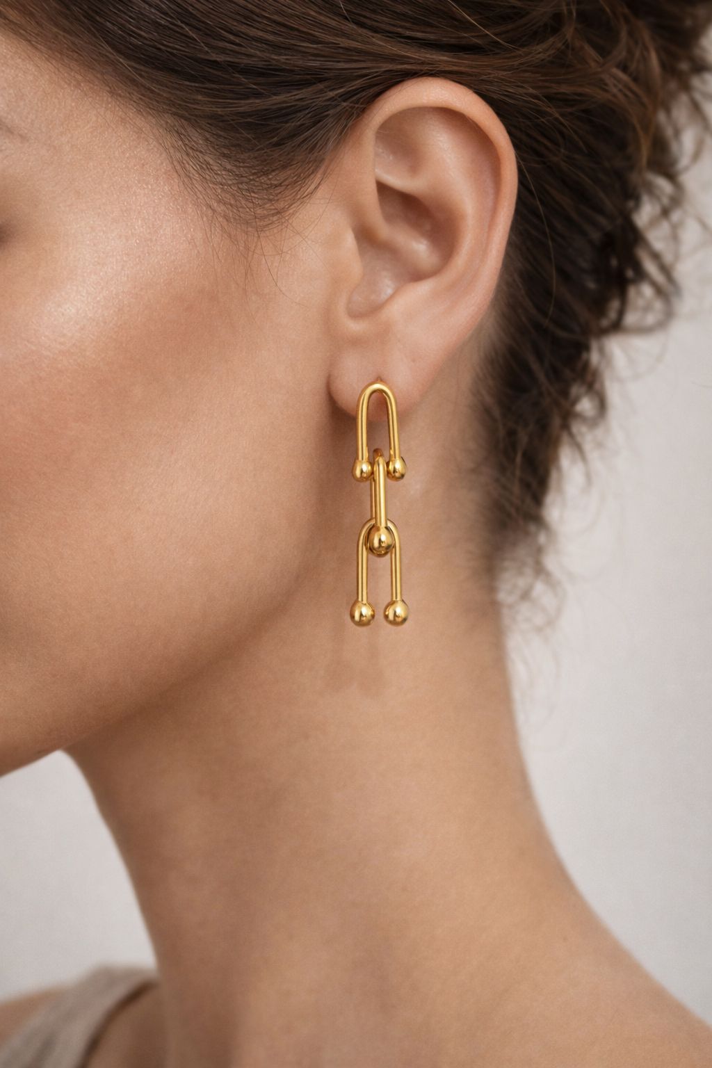 Chain Link Drop Earrings with Ball Accents Image 