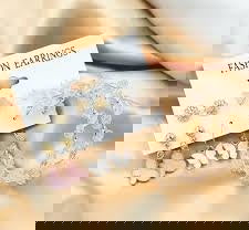 Combo of 6 Pair Gold Plated Flower Hoop Earrings For Women Alloy Hoop Earring, Stud Earring Image