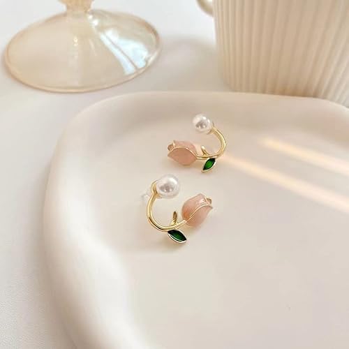 Korean Pink Tulip Earrings Image