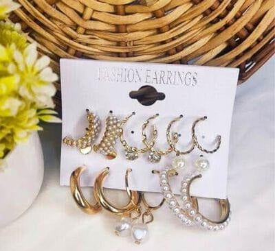 Charming pearl earrings combo set of 9 for Women and girls Image
