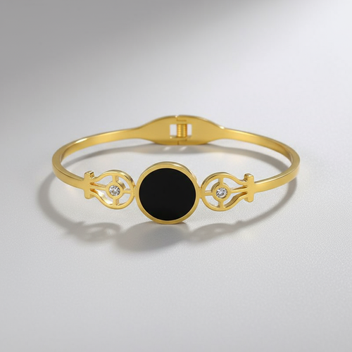 Anti Tarnish Stainless Steel Gold Korean Round Clove Stylish Bracelet Image