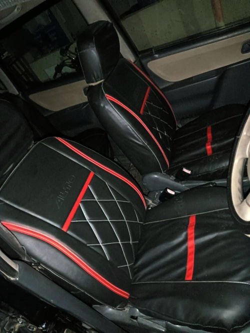 Riqyan PU Leather Car Seat Cover for Maruti Old Alto(2005-2009) (Front Detachable Headrest, Mono Back Seat, 2 Back seat fix Head Rest, 5 Seater) (Black red) Image