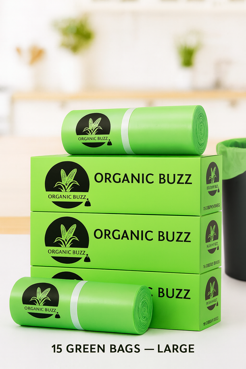 Garbage Bags 24 x 32 Inches (Large) 90 Bags 6 Rolls Green Color Image