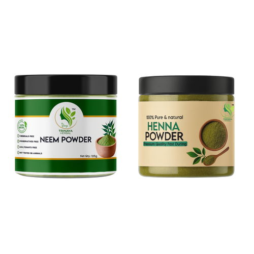 Neem Powder and Henna Powder Combo   [PACK OF 2] Image