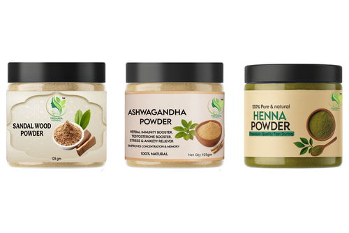 Sandalwood Powder Ashwagandha Powder Henna Powder   [PACK OF 3] Image