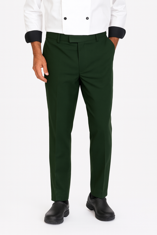 Green Color Cotton Fabric Chef Pant Image