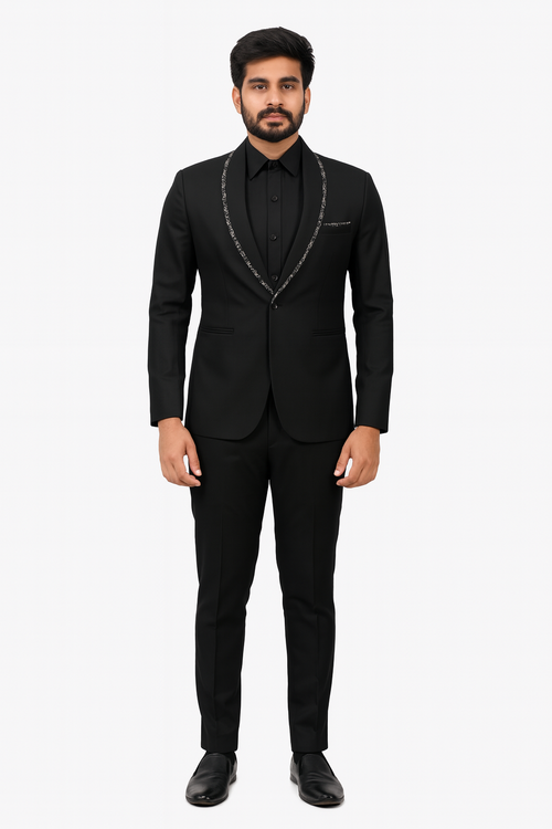 Black Color with Floral Pattern VIP/Catering/Stewards Coat Image