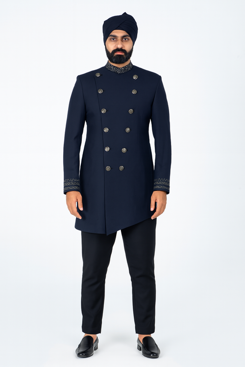 Navy Blue Solid Color Double sided Button VIP/Catering/Stewards Full Uniform Set Image