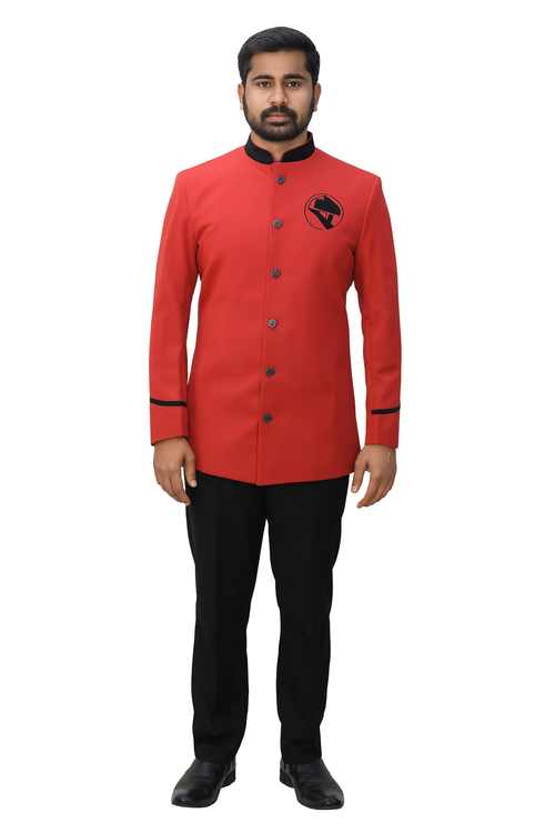 Red Solid Color with Black pattern Catering/Stewards/Waiter/VIP Full Uniform Set Image