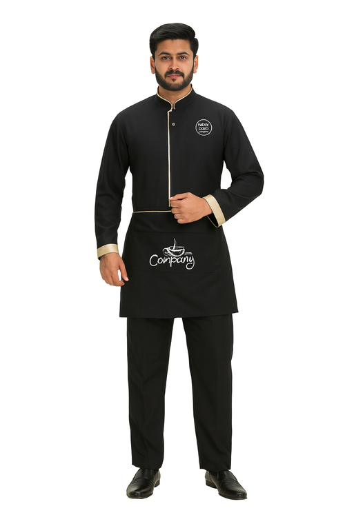 Black with Golden Piping Cafe/Restaurant/Catering/Stewards Uniform Set Image
