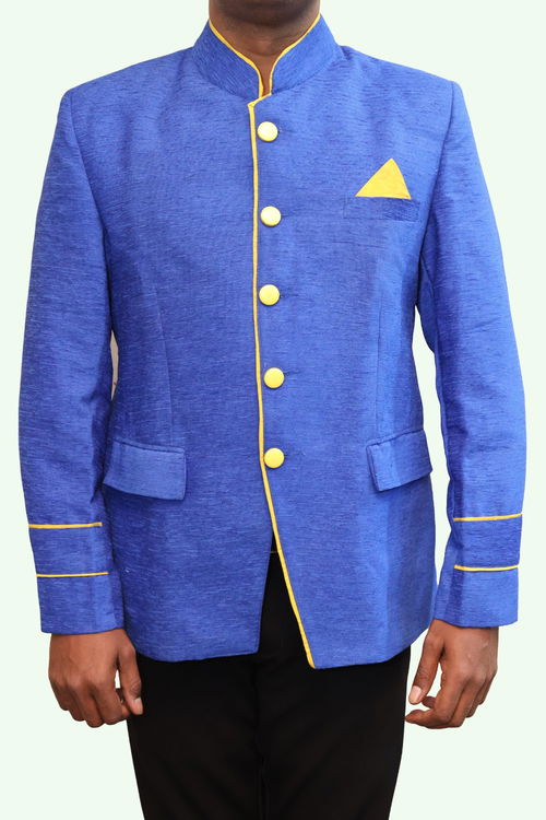 Navy Blue Velvet Fabric Catering/Stewards/Waiter Service Coat Image