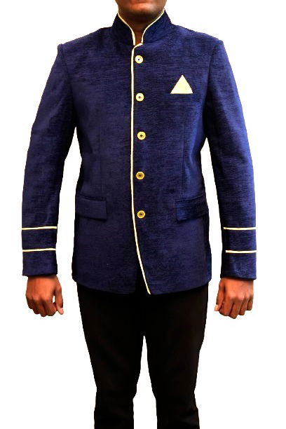 Dark Blue Velvet Fabric Catering/Stewards/Waiter Service coat Image