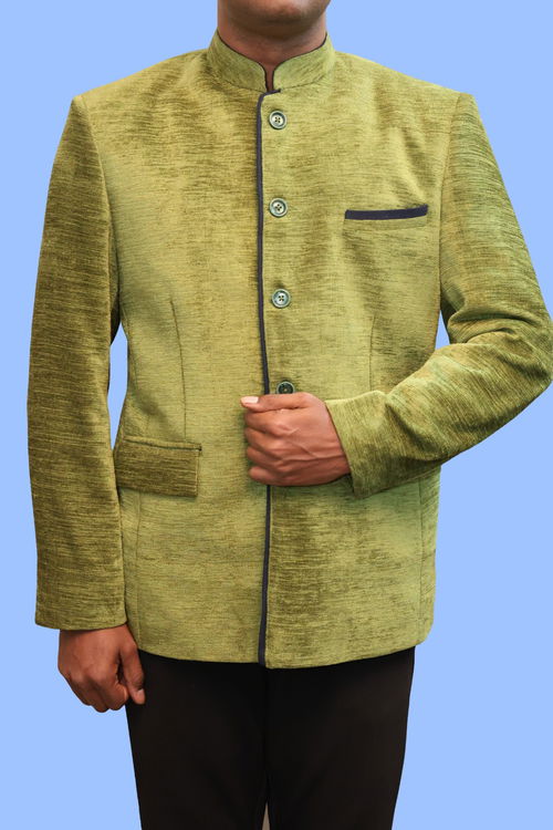 Green color Velvet Fabric Catering/Stewards/Waiter Service Coat Image