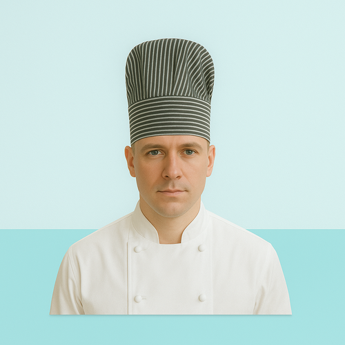 Cotton Fabric Black gray striped Chef Cap Image