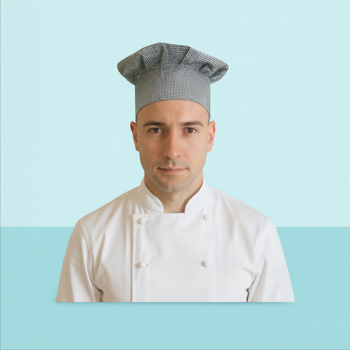 Gray Black Makki check Design Cotton Fabric Chef Cap Image