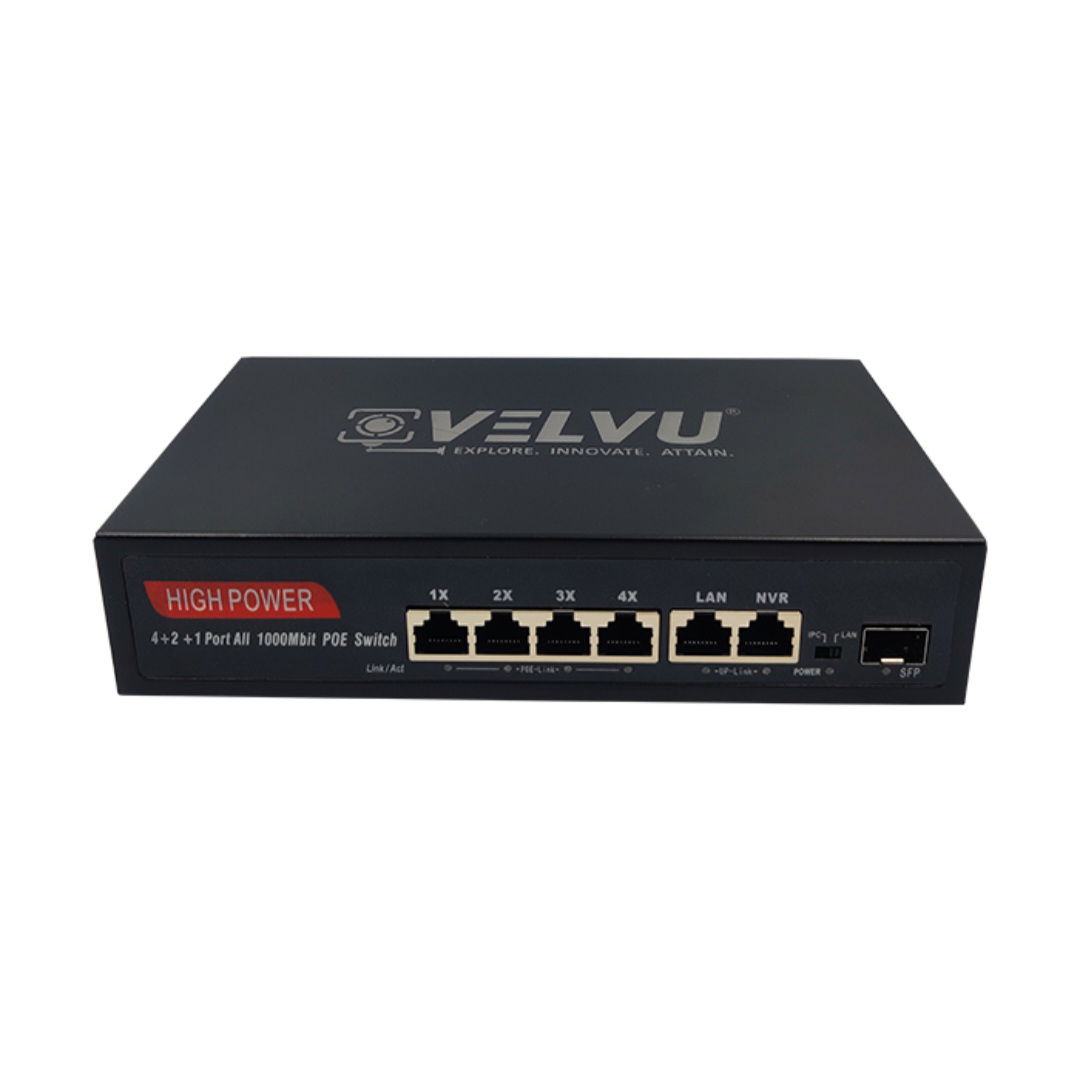 VELVU 4 PORT POE SWITCH WITH 2 UP-LINK ST-POE-3104-M2 Image
