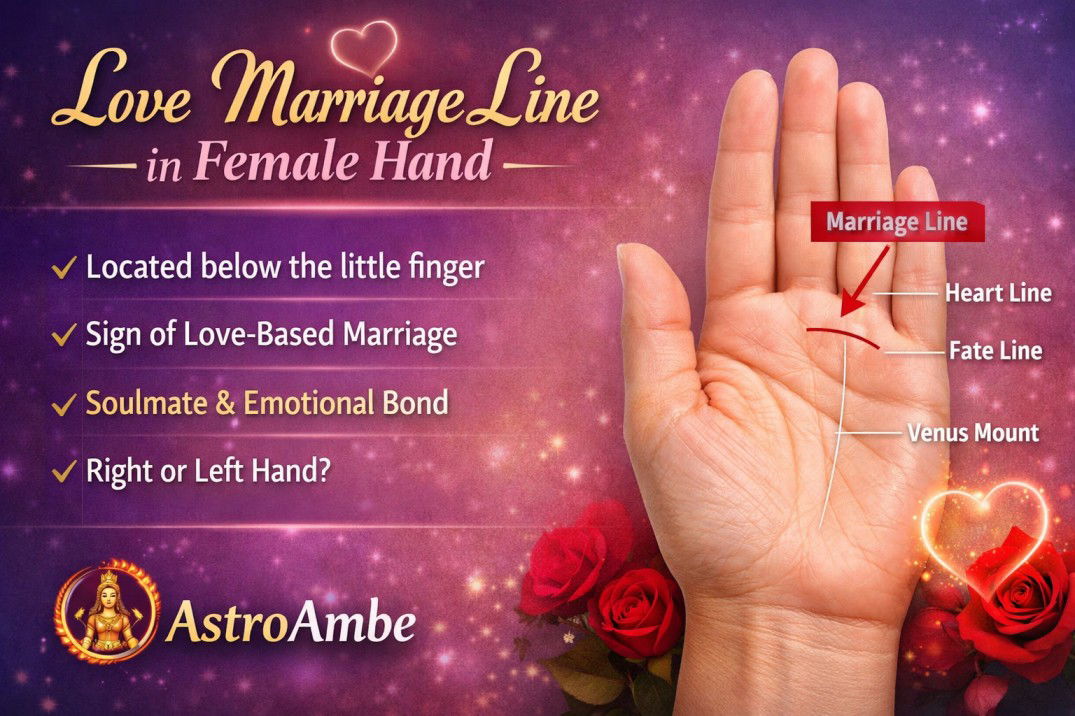 Love Marriage Line in Female Hand