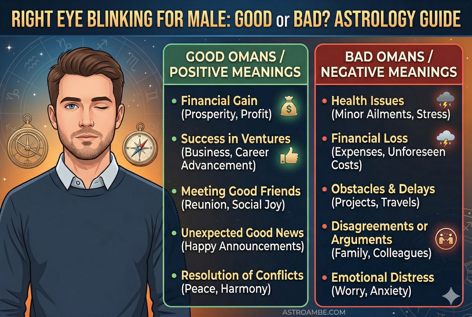 Right Eye Blinking for Male: Vedic Astrology Meaning, Timing & Remedies Image 