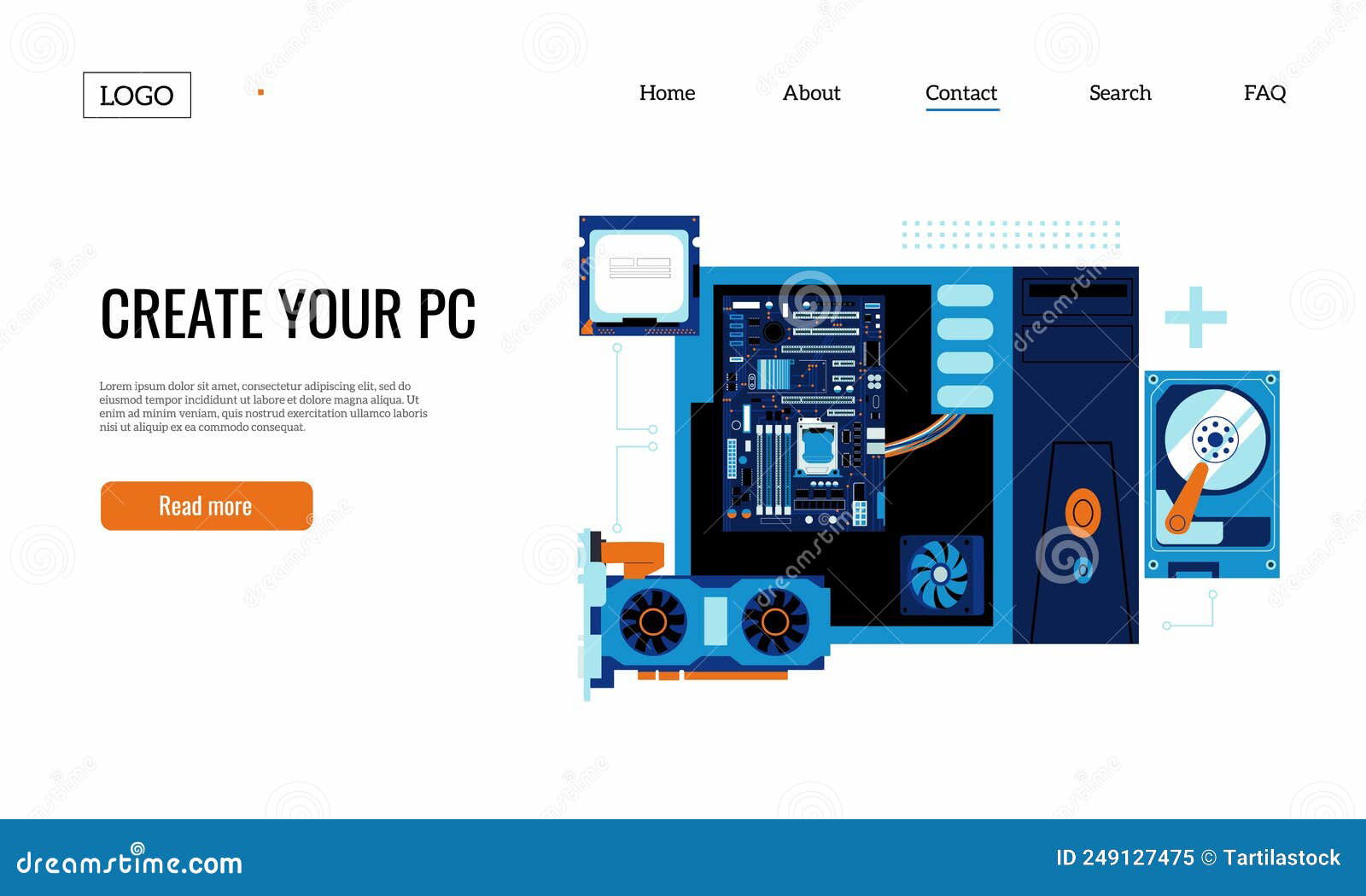 gaming-pc-assembly-landing-personal-computer-components-web-page-template-electric-parts-accessories-vector-website-249127475