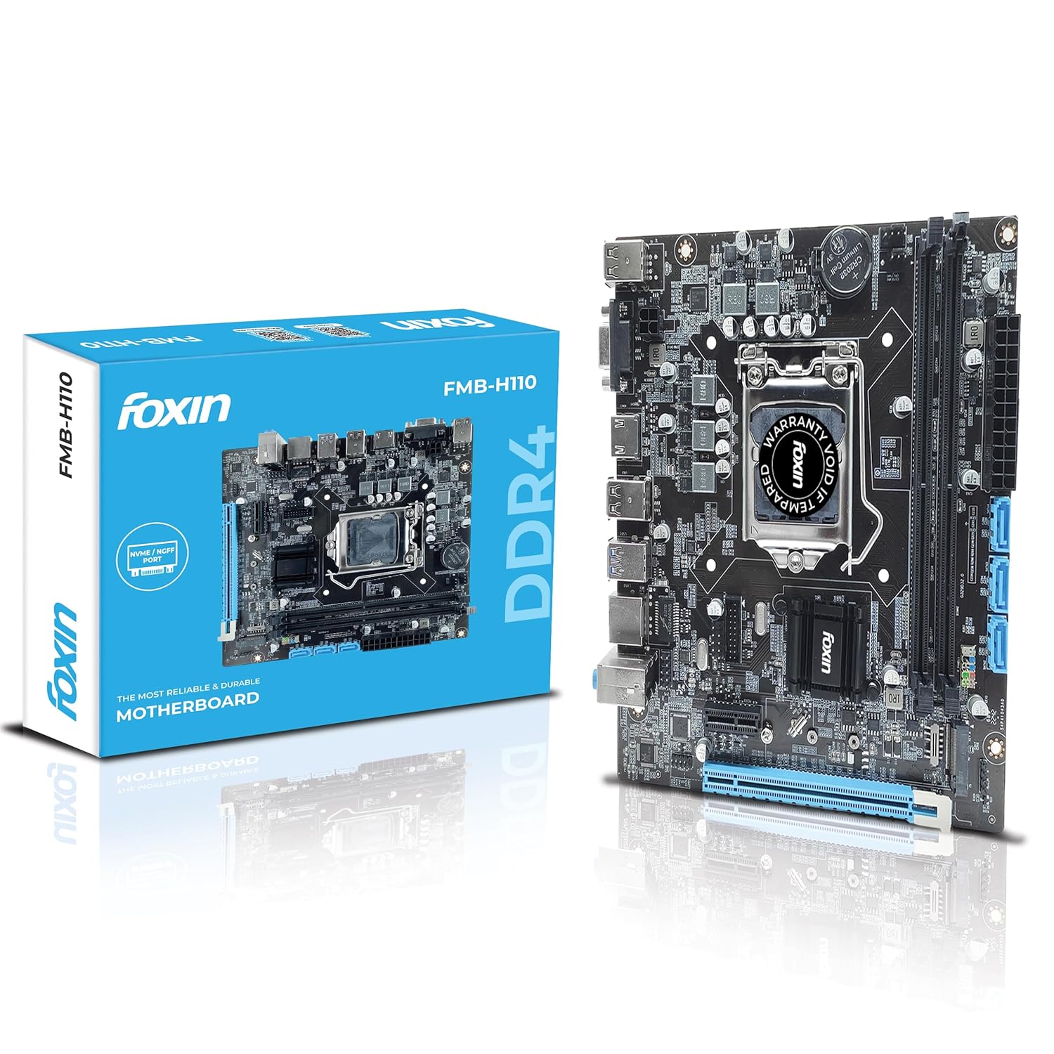 FOXIN H110 Motherboard Prime | LGA 1151 Socket | H110 Chipset | Dual Channel DDR4 RAM (Up to 32GB) | NVMe Port | USB 3.0, HDMI, VGA | Supports Intel 6th, 7th Gen CPUs | for Desktop PC Image 
