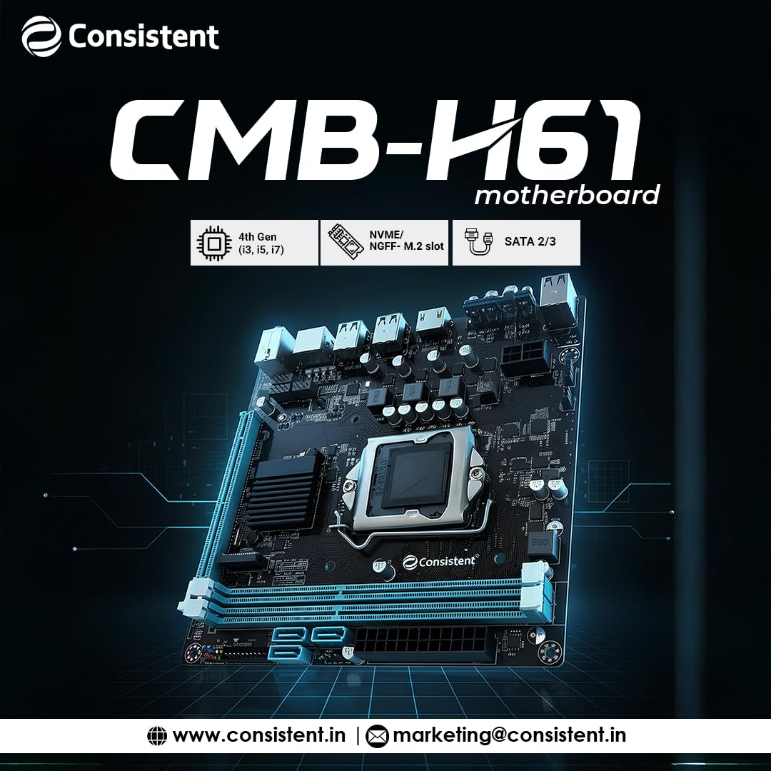 Consistent DDR3 Motherboard CMB H61 with NVME Slot Image 