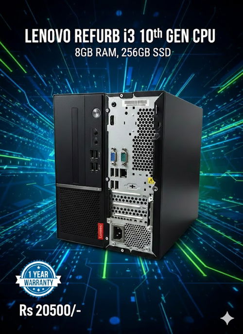 Lenovo i3 10th generation/8gb ram/256gb ssd refurb cpu 1 year warranty  Image