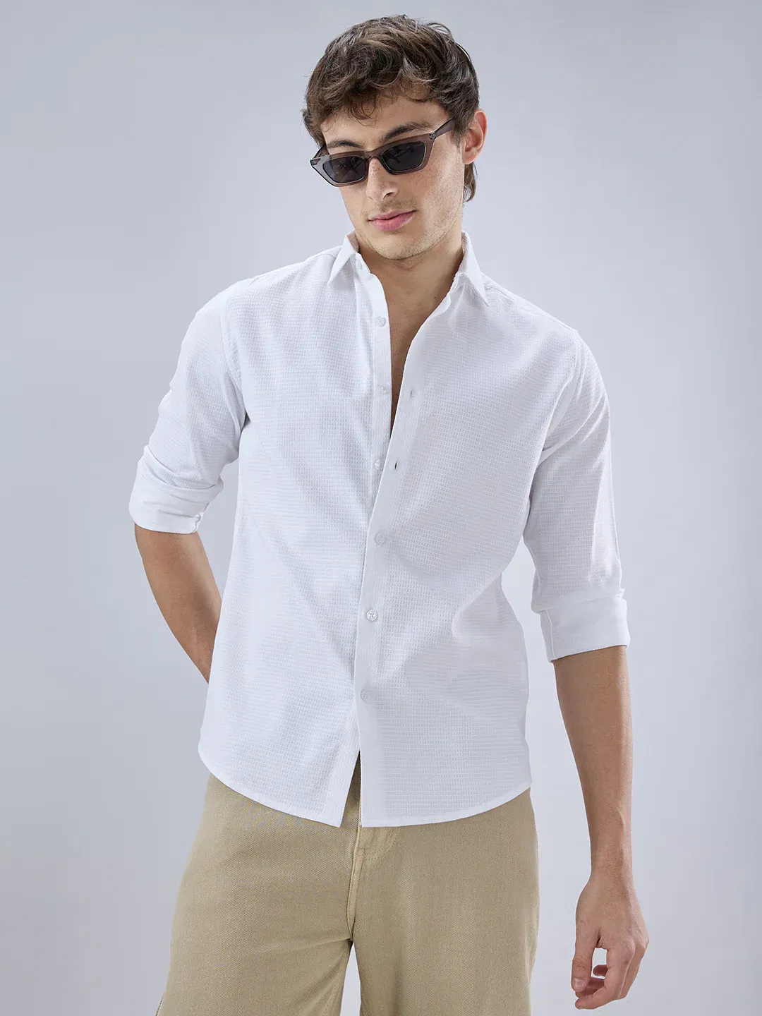 Pearl White Textured Shirt