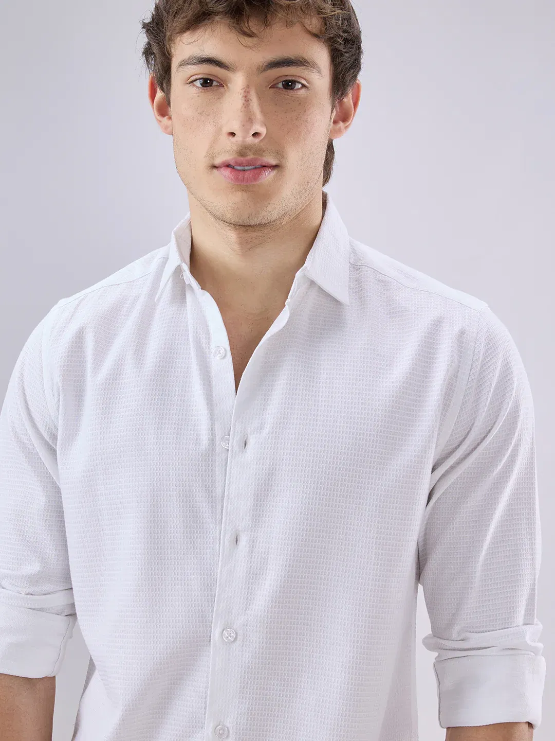 Pearl White Textured Shirt Image