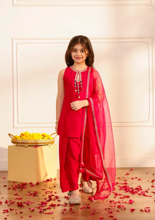 Kids Fuchsia Farshi Kurta Set
