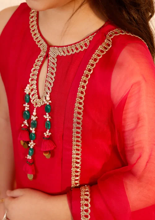 Kids Fuchsia Farshi Kurta Set Image