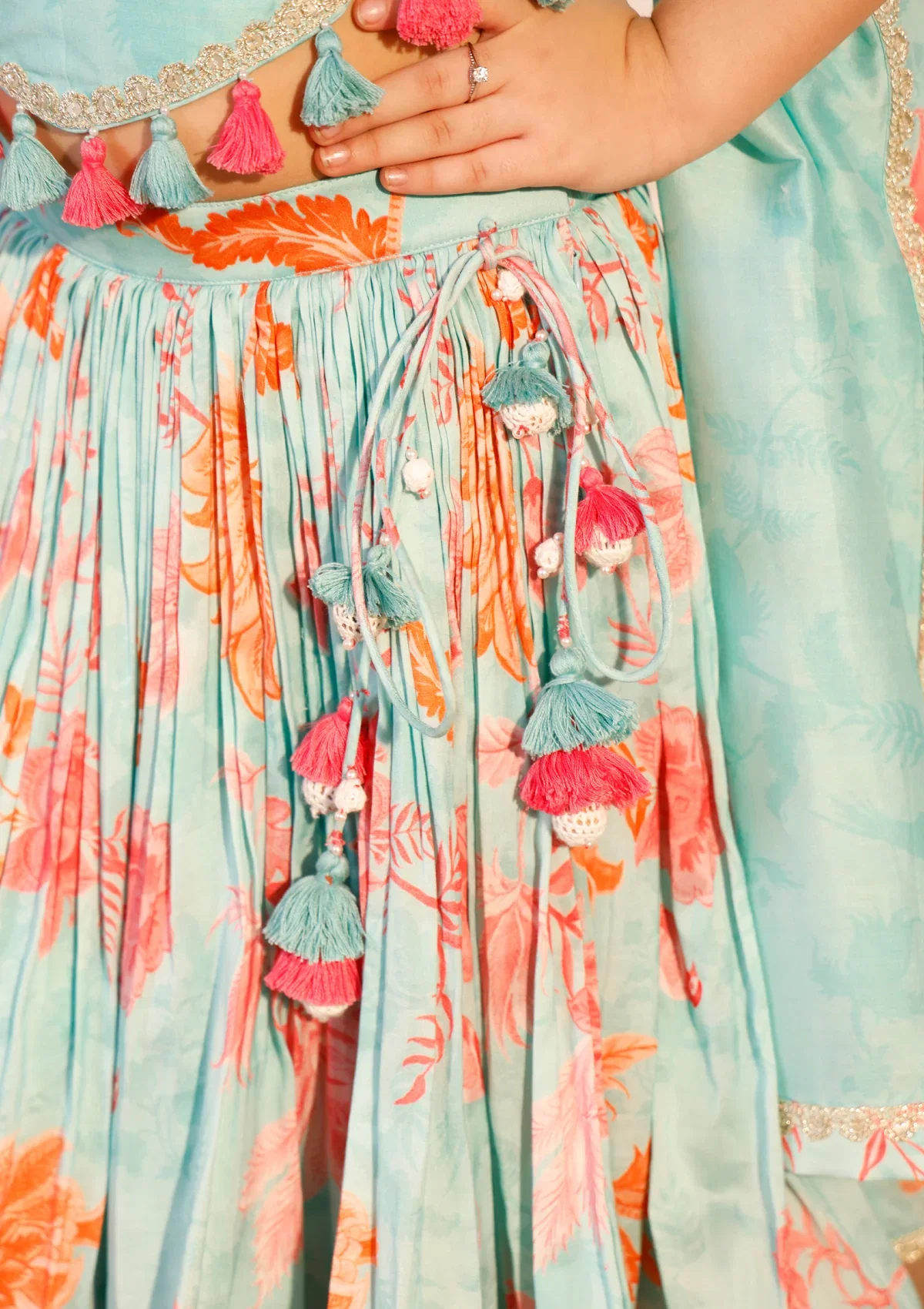 Kids Bluebell Ruched Lehenga Set Image 