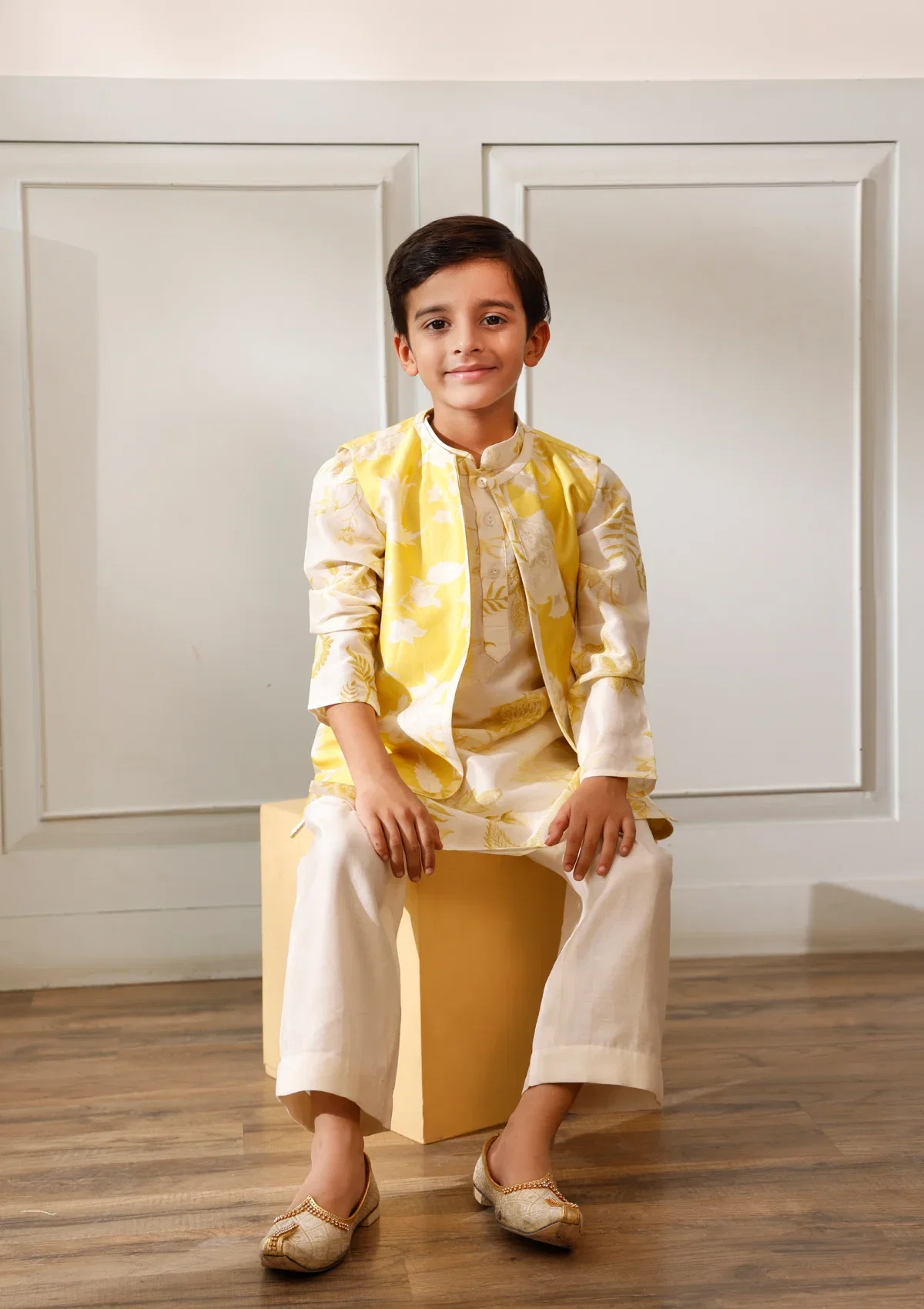 Kids Citrus Bundi & Kurta Set Image